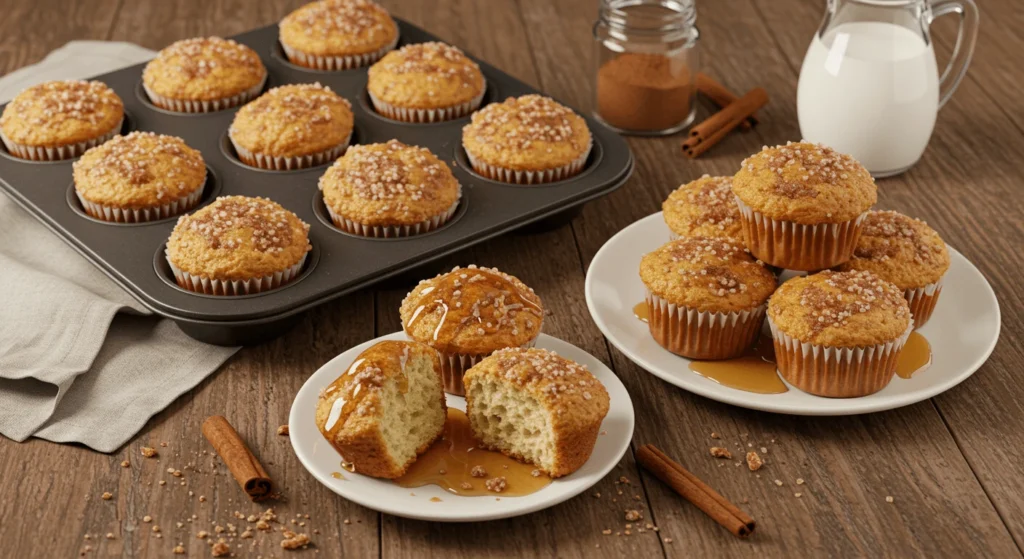 Golden Brown Cinnamon Sugar French Toast Muffins