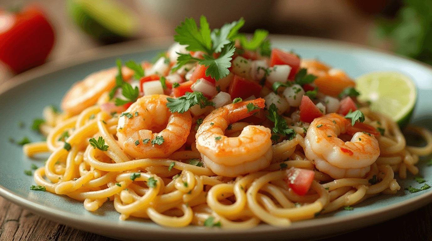 creamy shrimp and pasta recipes with pico de gallo recipe