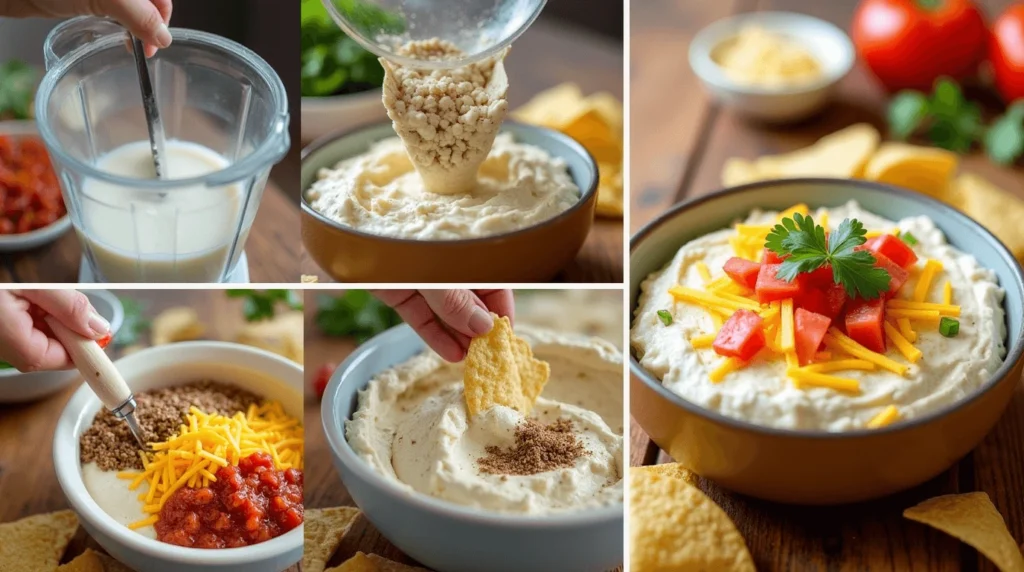 Whip up a creamy, protein packed cottage cheese taco dip in 10 minutes! Perfect for parties, snacks, or game nights.  #EasyRecipe