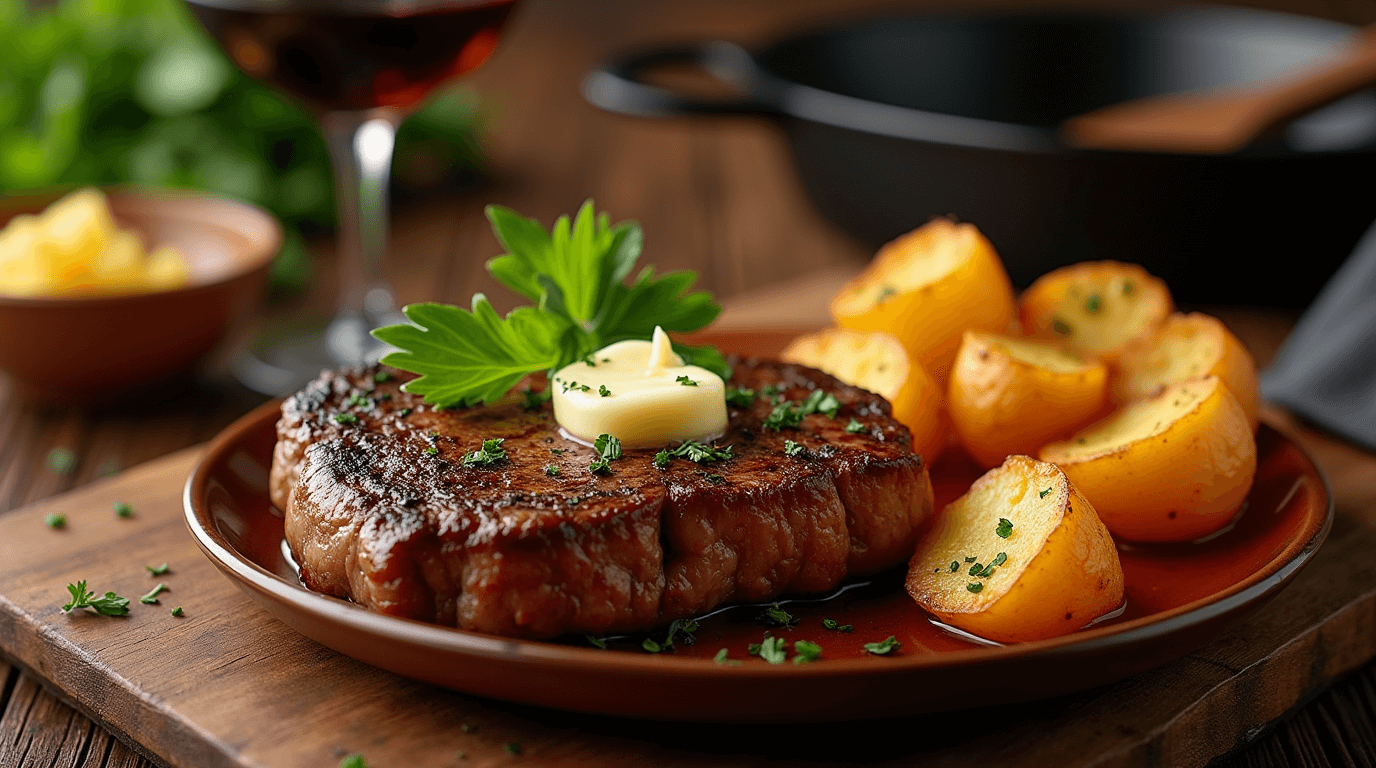 steak and potatoes